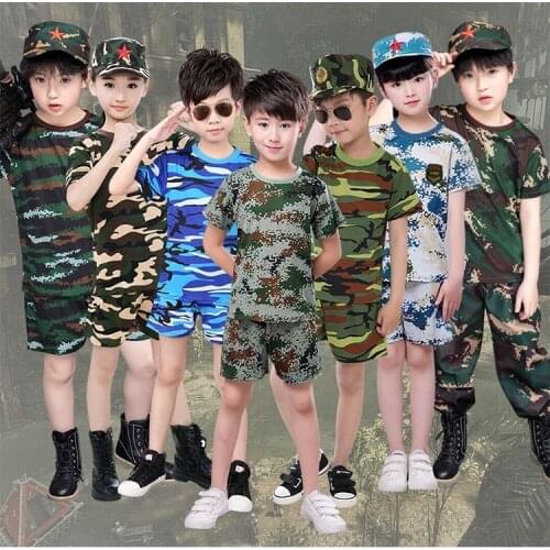 2021 Summer Children Camouflage Suits Military Training Uniforms Boys Girls Special Forces Sea Land and Air Performance Clothing