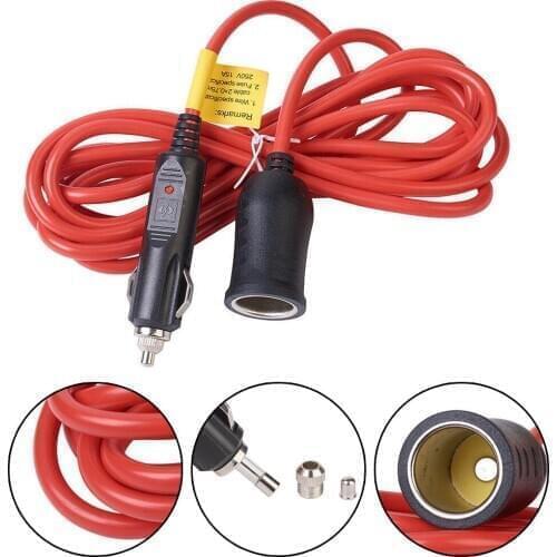 3.6m 12V-24V Car Extension Cable for Lighter Dustproof Waterproof Car Battery Terminal Clip Socket Adapter