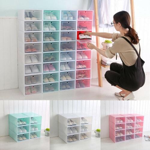 3Pcs/Set Plastic Home Drawer Shoe Box Underwear Organiser Transparent Foldable Shoes Box