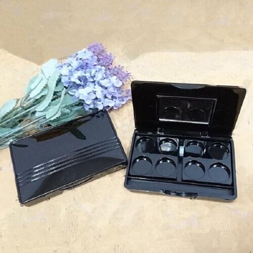 8 Grids Eyeshadow Palette Packaging with Mirror Empty Square Bright Black Cosmetic Container Lipstick Palette Container