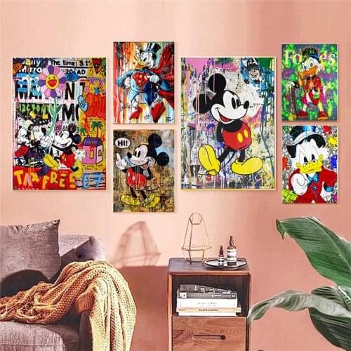5D DIY Diamond Painting Disney Mickey Mouse Graffiti Art Donald Duck Diamond Embroidery Childrens Room Home Decor