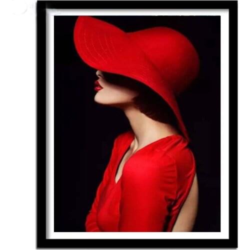 Diamond Embroidery 5D Diy Diamond painting mosaic Sexy red hat girl Paint by Numbers Cross Stitch full round square Drill