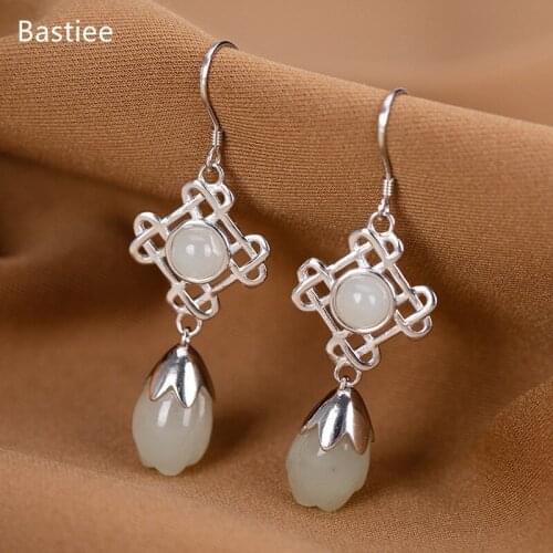 Bastiee Water Drop Silver Earrings 925 Women Dangle Earrings Jade Korean Earrings Pearl Earrings Gifts For Women Silver
