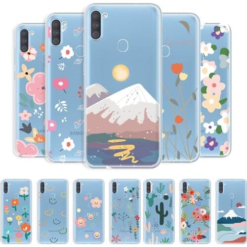 For Samsung Galaxy A11 Case Transparent Back Cover For Samsung Galaxy M11 Shockproof Phone Case For Samsung A11 M11 Flower Coque