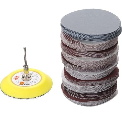 100Pcs 3inch 75mm Sanding Disc Round Abrasive Dry Sandpaper with 1Pcs Back-up Pad For Sanding Disc Polish Cleaner Tools