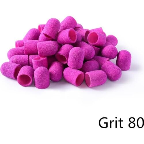 Purple 5pcs Grit 120# 80# 180# 240# Sanding Bands Block Caps Sanding Cap Manicure Pedicure Electric Nail Drill cutters