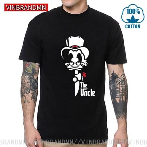 Classic Cartoon The uncle Duck T Shirt men Adult Donald Guys black Short Sleeve O-Neck Custom T-shirt man brand Clothes boy Tees