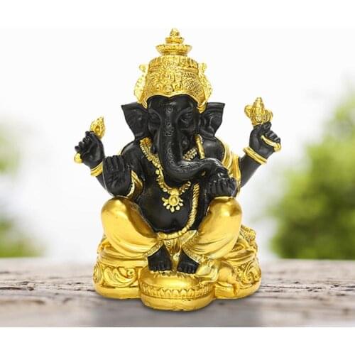 Indian Buddha Elephant God Statue Resin Ganesha Elephant God Emblem Home Decor Gold Elephant Figurines Decoration Dropshipping