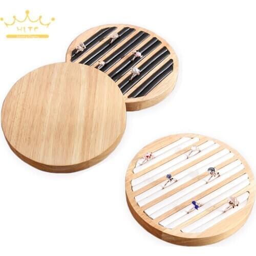Round Shape Wooden Ring Tray Earring Display Tray Jewelry Showing Case Jewellry Store Display Prop