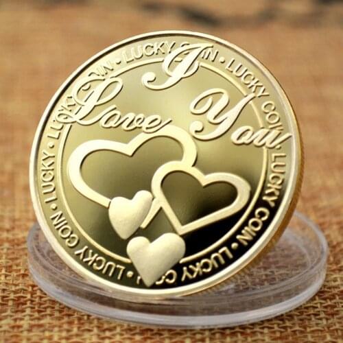 Love You Lucky Metal Handicraft Coins 999 Silver Gold Plated Commemorative Medal Relief Commemorative Badge Souvenir