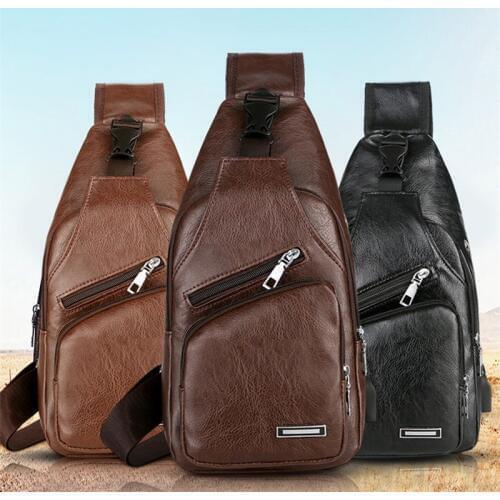 Mens Crossbody Bags Mens USB Chest Bag Designer Messenger bag Leather Shoulder Bags Diagonal Package 2019 new Back Pack Travel