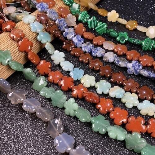 Natural Stone Bead Flower Shape Green Aventurines/Opal Hole Bead Fashion Jewelry Make Women Necklace Bracelet Gift