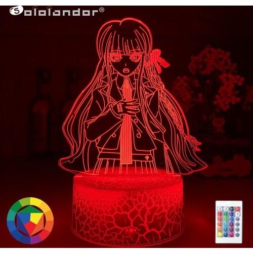 Newest 3D Anime Lamp Danganronpa Kirigiri Kyouko Illusion Led Changing Nightlights Lampara For Bedroom Decoration Dropshipping