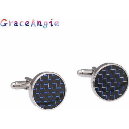GraceAngie One Pair New Mens French Shirt Cufflinks Blue Strip Shape Cool Elegant Technology Style Jewelry Accessories