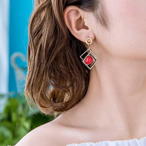 BFH 2020 New Korean Acrylic Earrings for Women Fashion Vintage Geometric Round ball Dangle Drop Earrings Brincos Female Jewelry