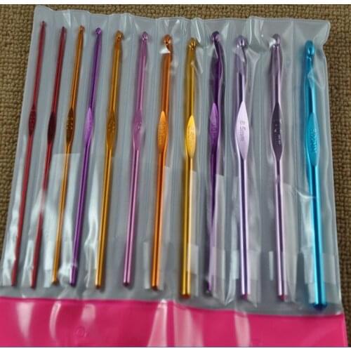 Wholesale 12pc/bag 15bag/lot Knitted Needlework Crochet Multicolor Aluminum Knitting Needles Hooks Tool DIY Tool NEEDLE-738102