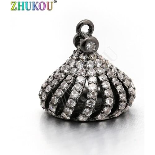 14*13mm High Quality Brass Cubic Zirconia Tassel Caps Connector Charms, Mixed Color, Hole: 1mm, Model:VM19