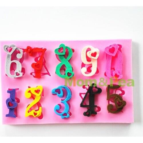 Mom&Pea 0717 Free Shipping Heart Numbers Shaped Silicone Mold Cake Decoration Fondant Cake 3D Mold Food Grade