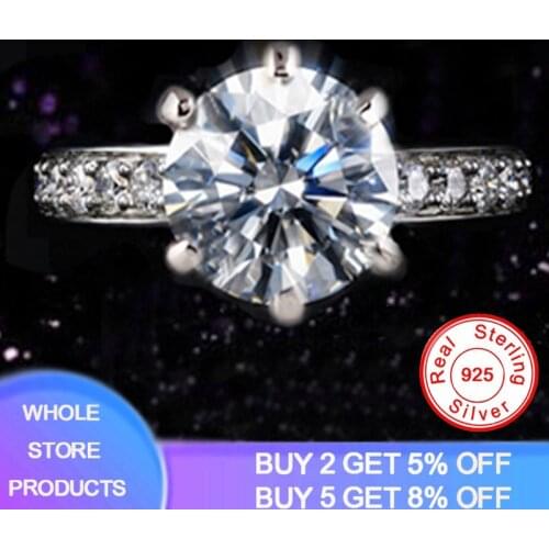 95% OFF! With Certificate Women 100% Original 925 Sterling Silver Rings Topaz 2ct Sona Diamond Wedding Rings Bride Fine Jewelry