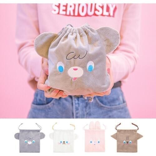 Bentoy Print Animal Drawstring Bag Underwear Accessories Drawstring Bundle Pocket Travel Packing Flannel Storage Bag