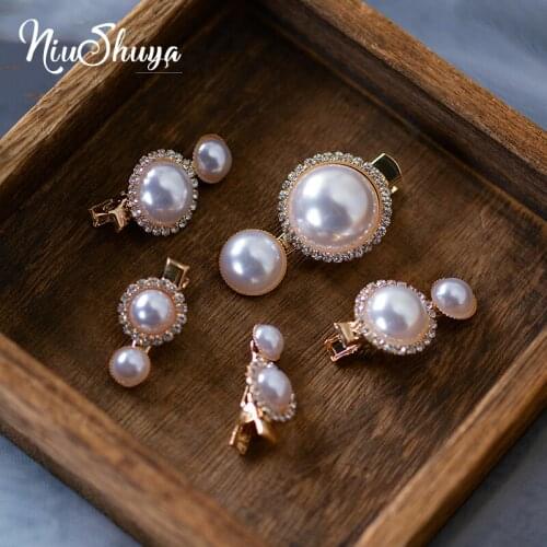 NiuShuya Wedding Hair Accessories Gold Hair Clips Pearl Crystal Head Pieces Vintage Hairpins Headdress For Women Bridal Jewelry