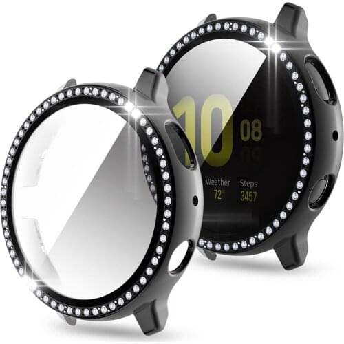 Screen Protector Glass Film Case for Samsung Galaxy Watch Active 2 40mm 44mm Cover Active2 PC Bumper Lightweight Diamond Shell