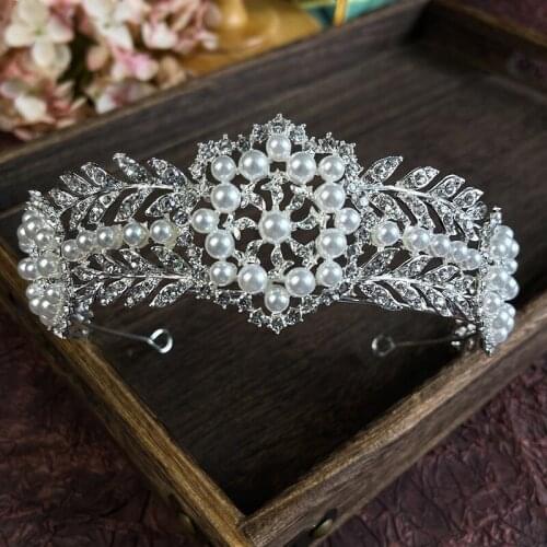 Korean style Bridal Pearls Crown Headband Wedding Dress Tiaras Headwear High-end Elegant Headdress Hairband HQ0152
