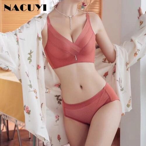 NACUYI-Solid Color Bras Women Mesh Breathable Push Up Bra Comfortable Lingerie Hollow Panties & Sexy Underwear For Women