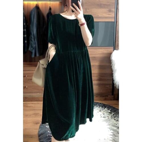 2020 Autunm women lace up loose casual velvet dress,elegant vintage Summer long party dress plus size velour dress 5XL 6XL 7XL