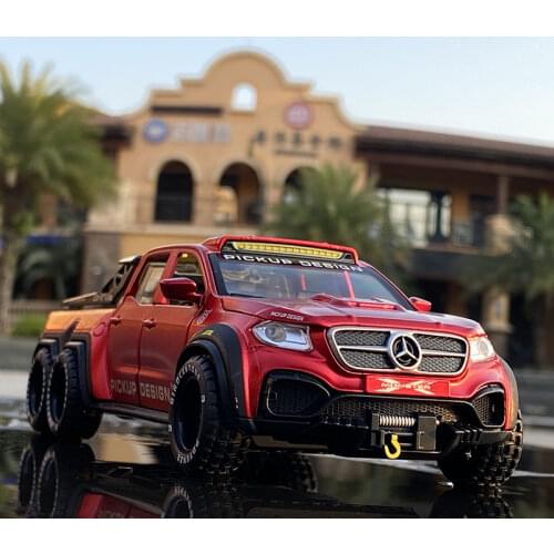 1:28 Benz Alloy Car Model Pickup Trucks Pullback Sound Diecasts & Toy Vehicles Car Model Miniature Scale Model Car Toys Children