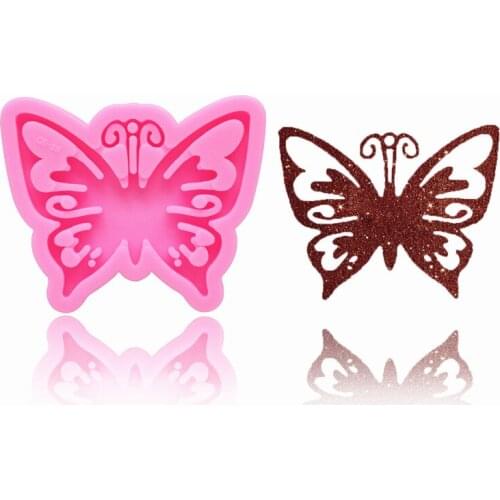 1PCS Bright Pretty Butterfly Mold Silicone Molds Diy Keychain Pendants Epoxy Mould Silicon Resin Crafting Molds Baking Supplies