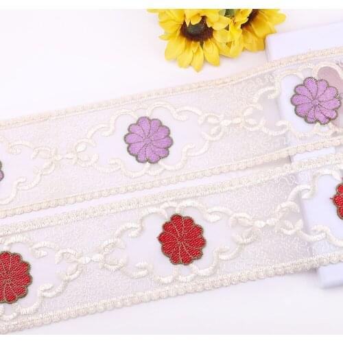 2yards 9cm Color Embroidery Exquisite Mesh lace Fabric Dress Skirt Decoration DIY Sewing Handicraft Fabric Accessories
