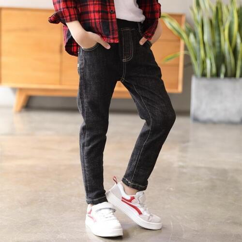 2 colors) Kids boys new casual jeans 2019 children spring fashion embroidery pockets denim Pants for Boys 4-10 years