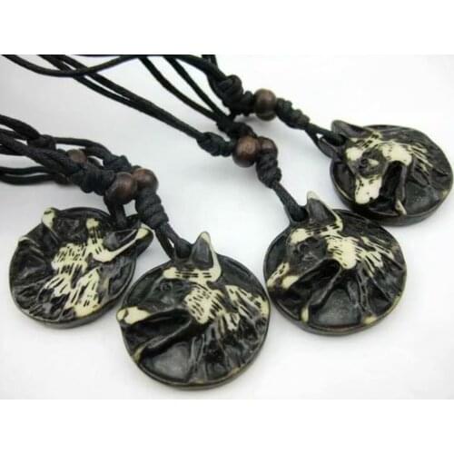 20 pcs Mens Wolf Head Amulet Necklace Wolves Talisman Wicca Punk Men Jewelry