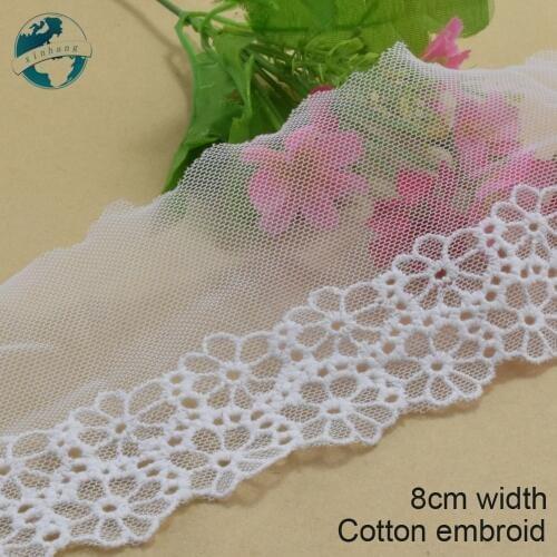 3yards 8cm width Cotton embroid lace sewing ribbon guipure trim fabric warp knitting DIY Garment Accessories wedding lace#3336