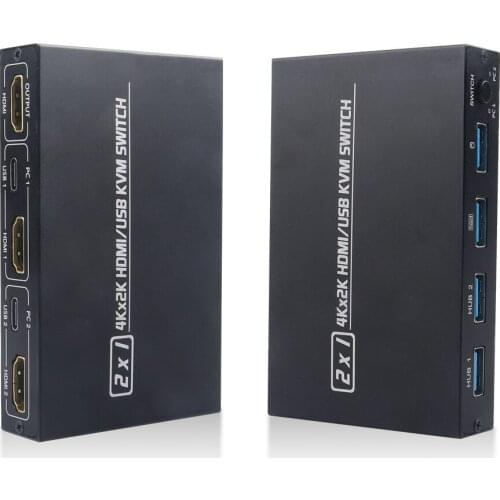 4K HDCP USB KVM Switch HDMI-compatible Box Share 2 Devices / Keyboard& Mouse Set Adaptive EDID / HDCP Printer Plug and Play