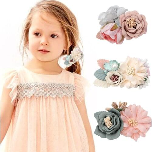 3pcs New Chiffon Flower Hair Clips Pins Accessories Cute Hair Clips Pins for Baby Girls Toddlers Hairpin Kids