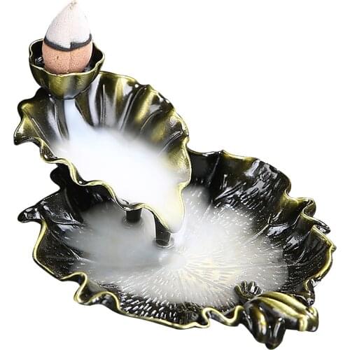 Waterfall Back Flow Incense Burner 100pcs Aromatherapy Natural Agarwood Reflux Aroma Home Decoration Alloy Lotus Incense Burner