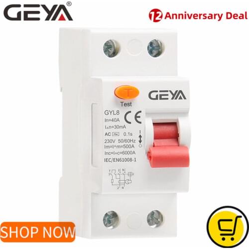 GEYA GYL8 AC Type RCD ELCB RCCB Din Rail Residual Current Circuit Breaker 25A 40A 63A with CE CB Certificate