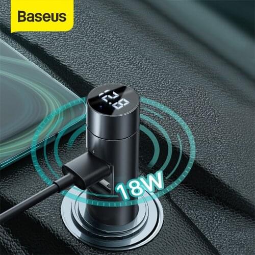 Baseus 18W Car Charger FM Transmitter Wireless Handsfree Aux Audio MP3 Player PPS Quick Charger Bluetooth 5.0 FM Radio Modulator