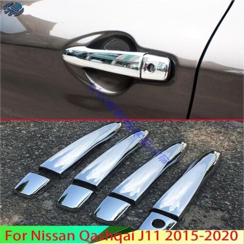 For Nissan Qashqai 2018 2019 ABS Chrome Door Handle Cover Without Smart Key Hole Catch Cap Trim Molding Accessories