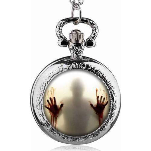 Bronze/Silver The Walking Dead Theme Zombie Design Quartz Pendant Pocket Watch Best Gift To American Drama Fans #112303