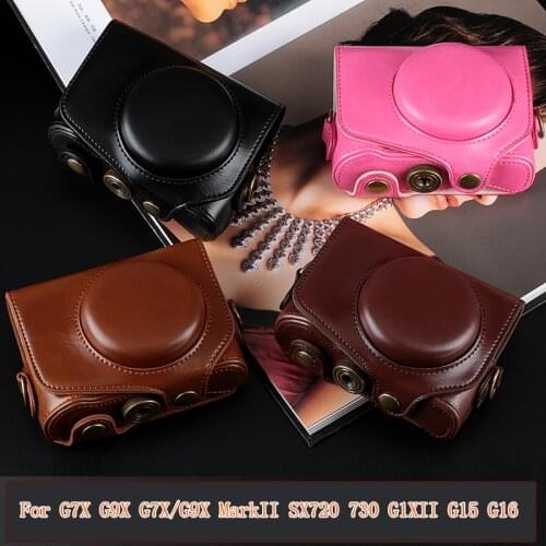 High Quality PU Leather Digital Camera Case Bag Cover For Canon G7X G7X Mark II G9X G9X II G1X II G15 G16 SX720 SX730 and strap