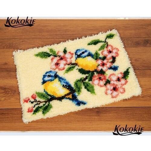 Flower bird latch hook rug kits canvas printing vloerklee foamiran for needlework crochet needle for carpet embroidery 3d tapijt
