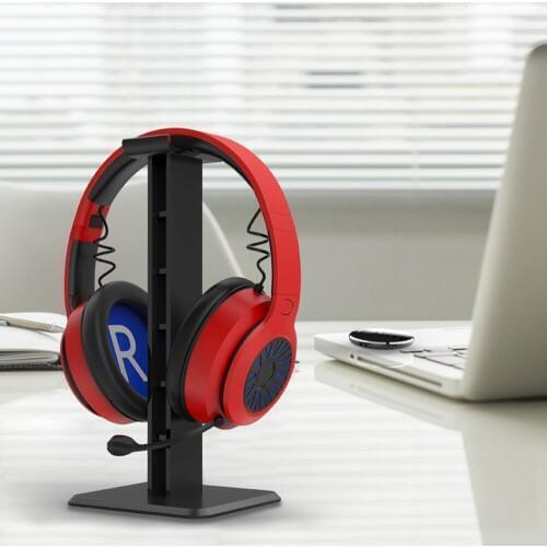 Headphone Holder ABS Stand Lightweight Stable Desktop Bracket With Sticker For Gaming Headphones Headsets, Black