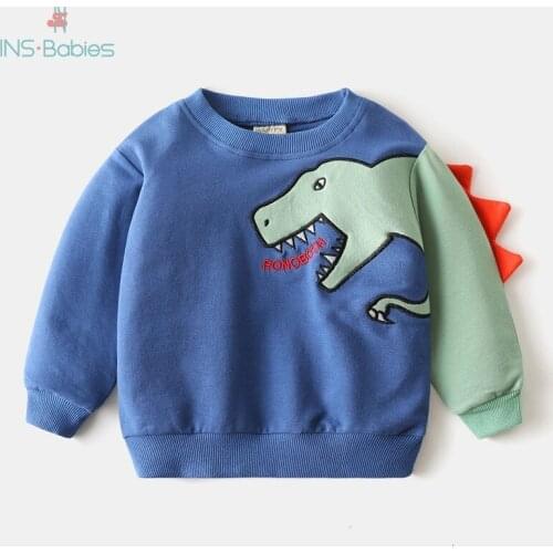 Children Clothing Sweatshirts For Boys 2021 Spring And Autumn Dinosaur Tops 2-6y Long Sleeve Clothes Cotton Toddler Sweatshirt