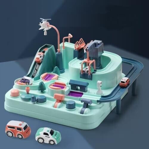 Children Adventure Toy Car Adventure Rush Through Customs Game Kids Track Railway Car Combination Inertia Train Control Tower To