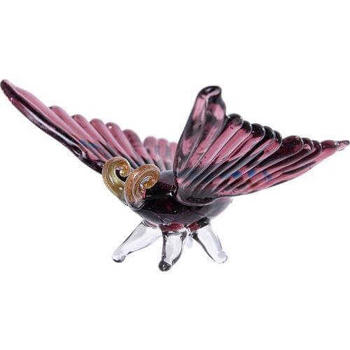 H&D Purple Moth Figurine Home Decorative Miniatures Hand Craft Collectibl​e Gifts Art Glass Blown Animal Ornaments Decor