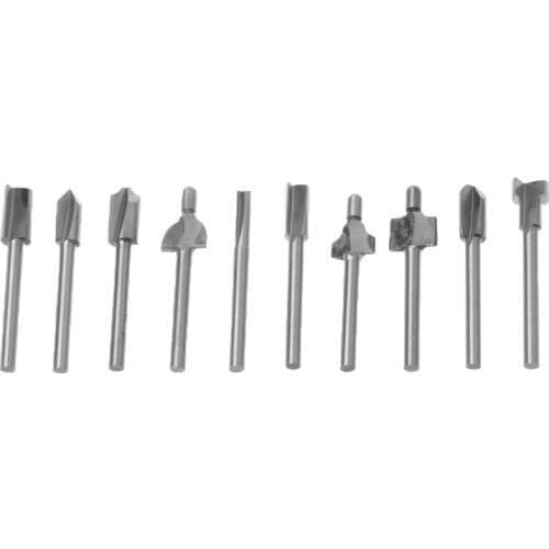 10pcs HSS Router Wood Milling Cutter Bits Fits Rotary Tool Set 1/8" 3mm DIY Tool