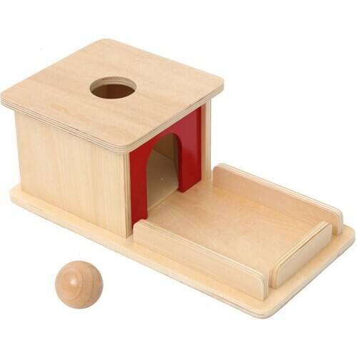 Baby Toys Montessori Object Permanence Box Early Educational Toy for Kids Hand-Eye Coordination Exercises Wooden Ball Tracker